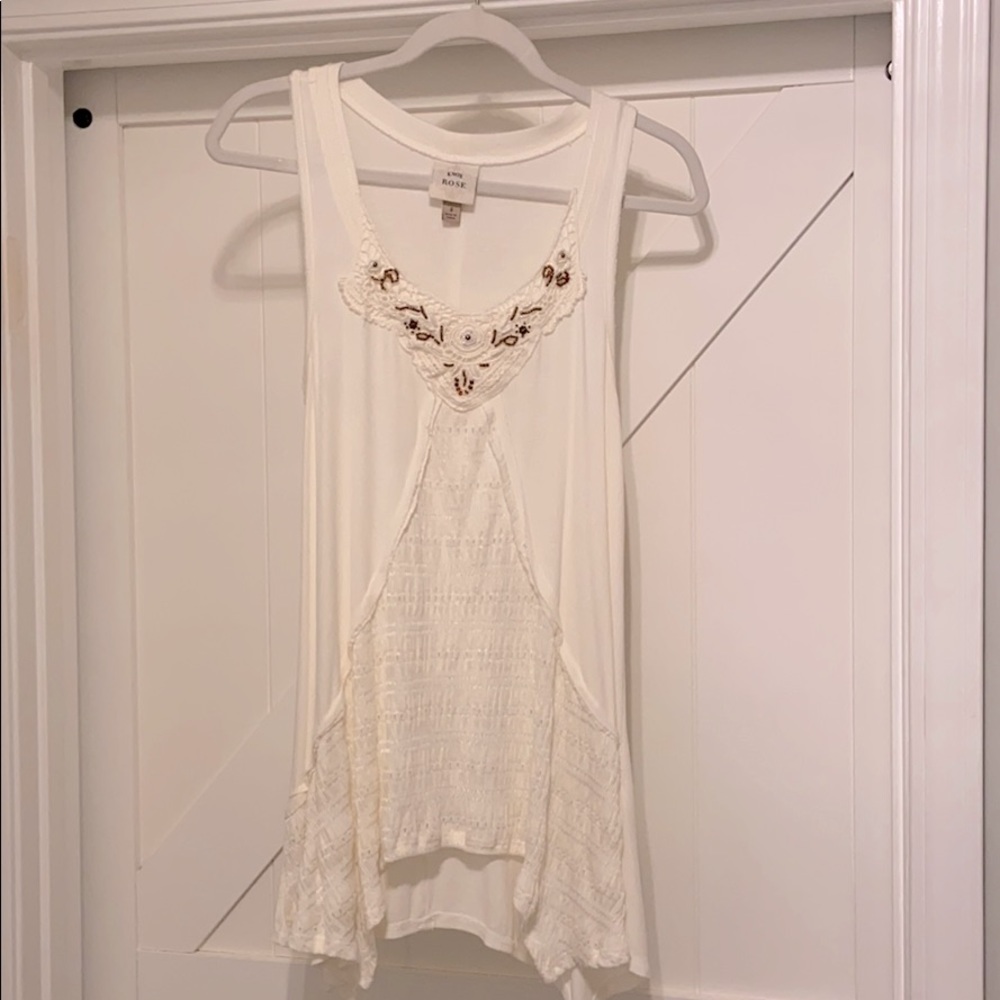4 for $20 Knox Rose ivory tank with embroidery